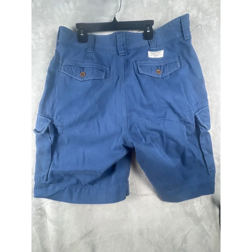 Polo Ralph Lauren Mens Blue Cargo Shorts Classic Polo Chino Size 34 Twill Cotton